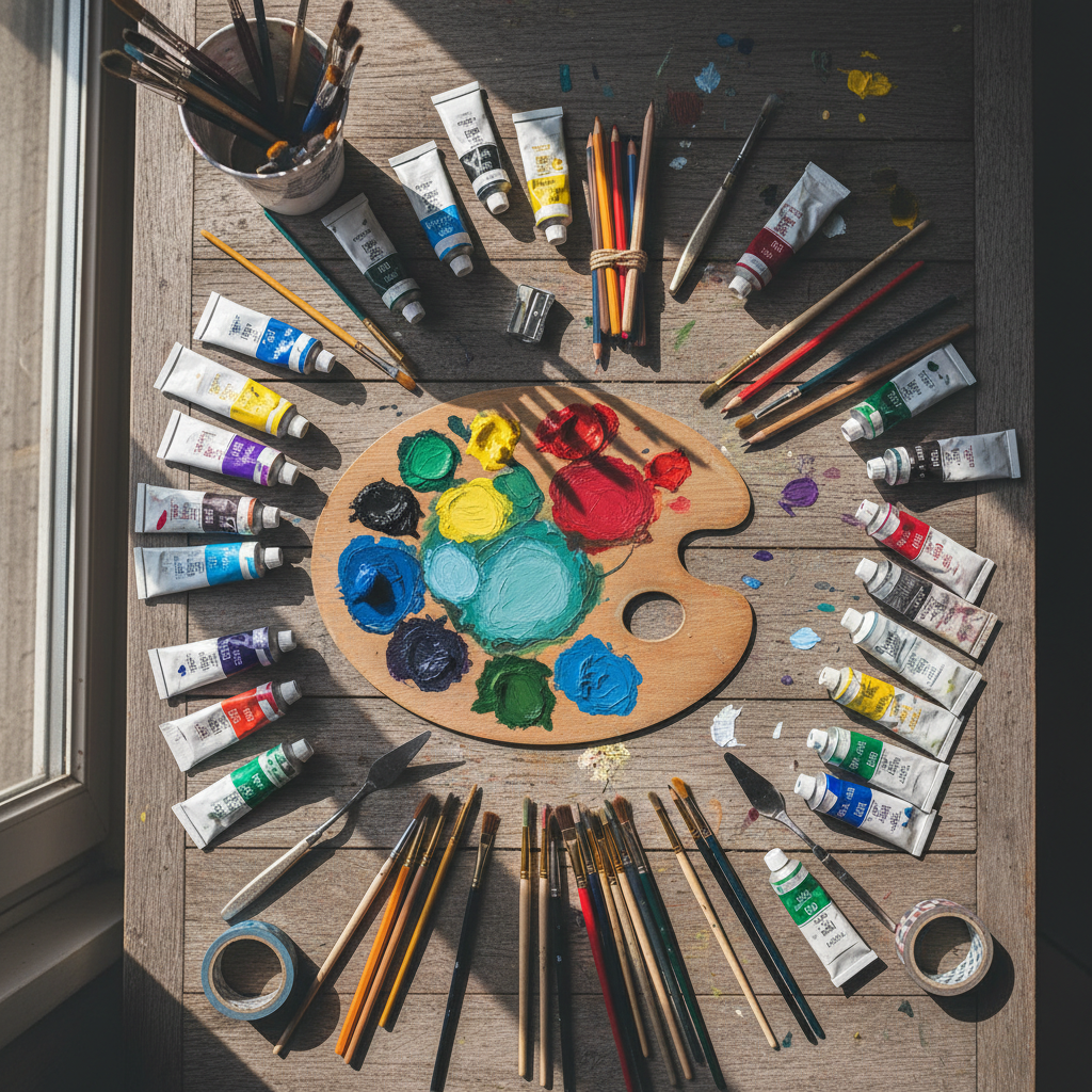 Art Supplies Flat Lay